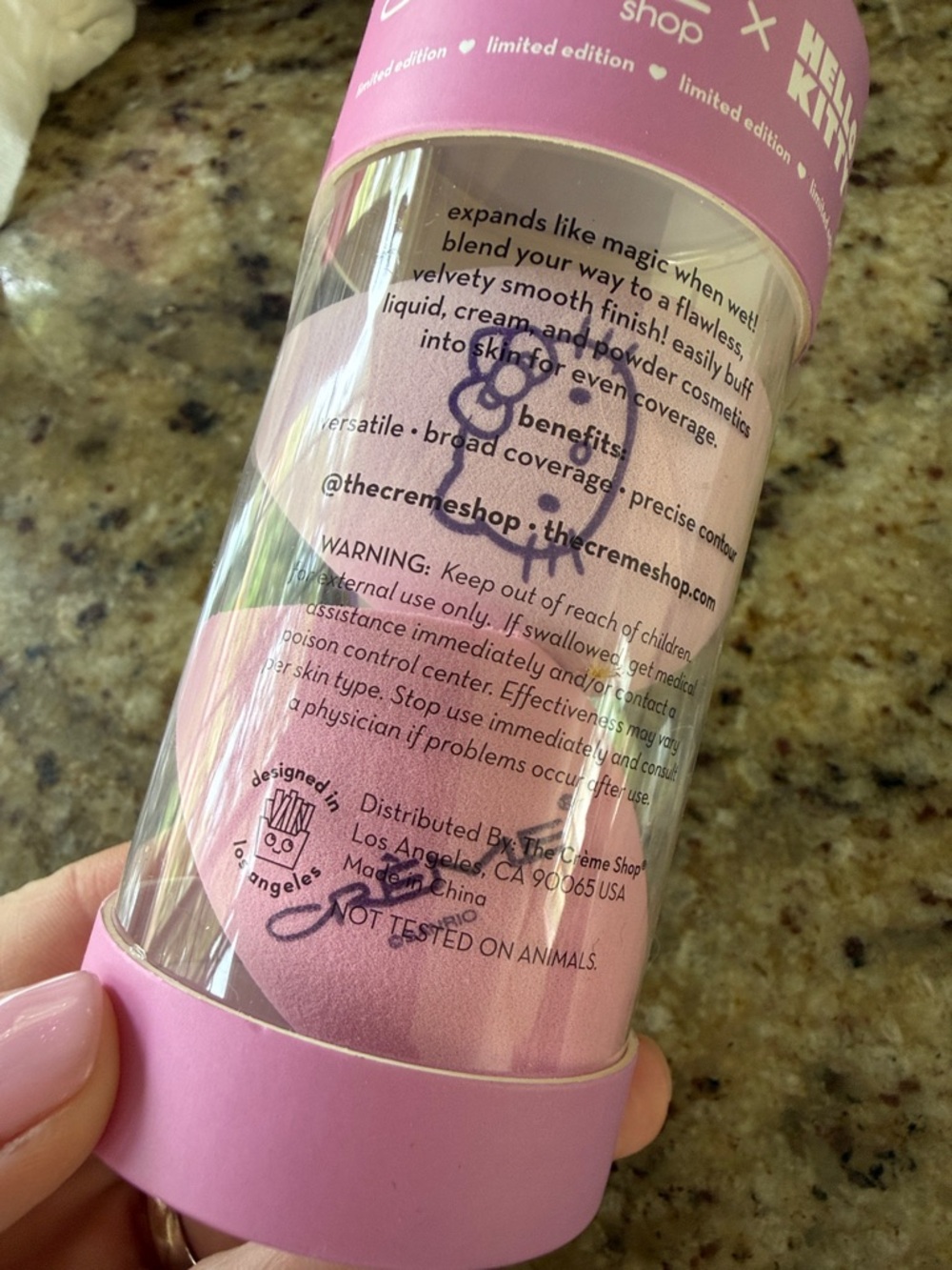 Hello Kitty Macaron Lip Balm and Blending Sponge Set - Pink, Lime Green, Blue - Picture 6 of 6